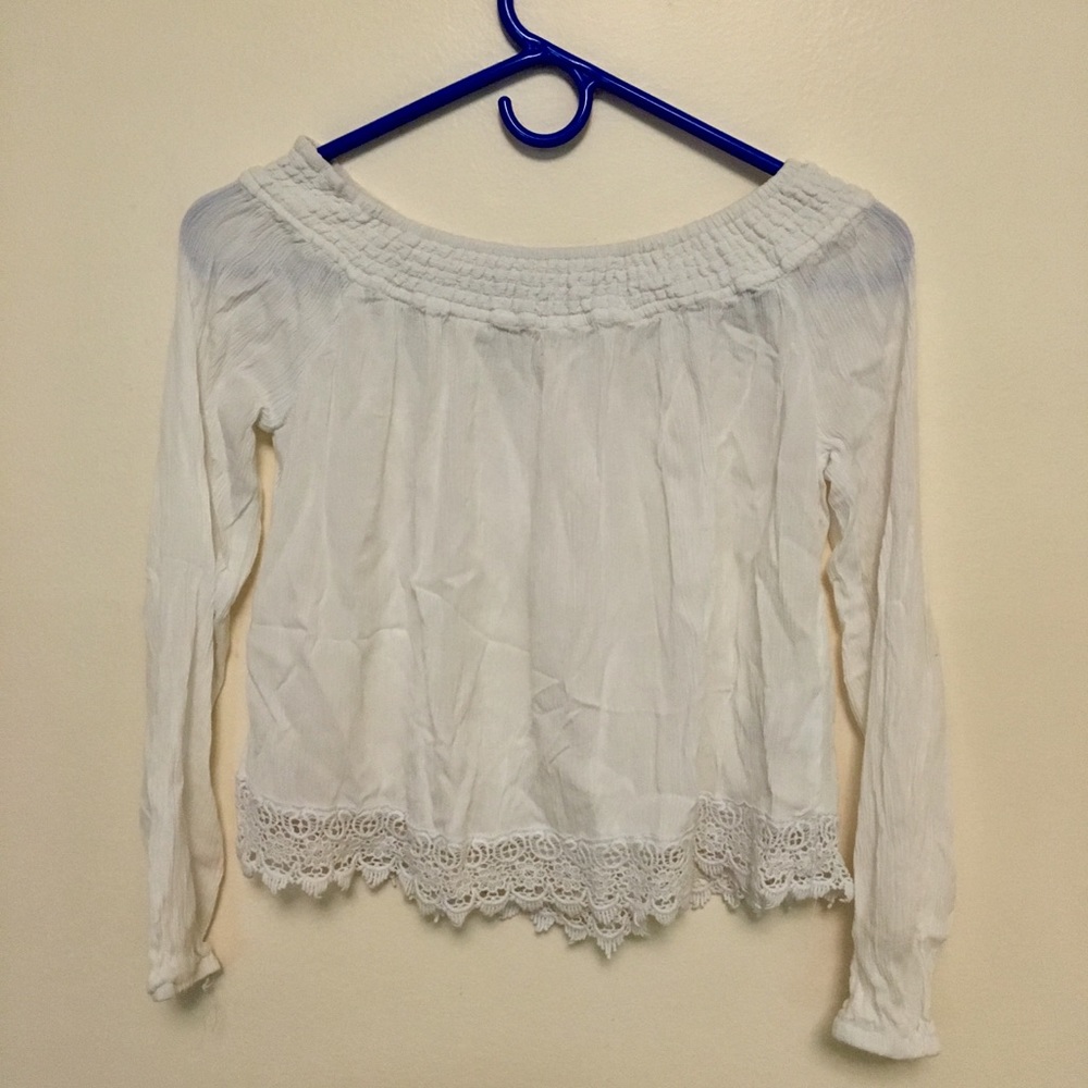 Off shoulder lacy white top